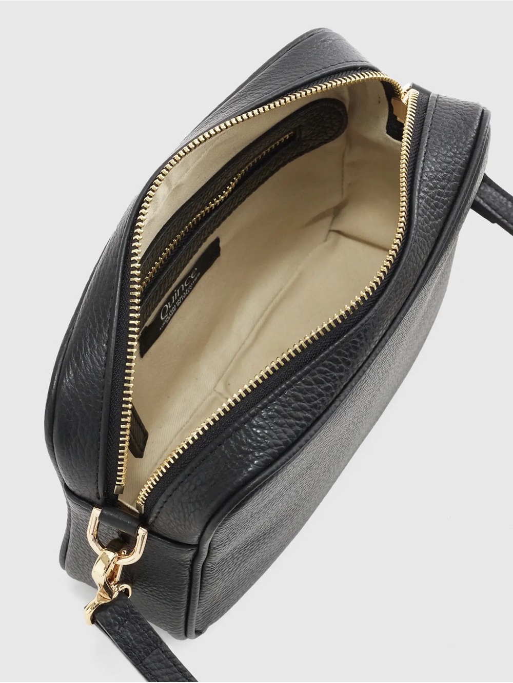 QUINCE Black Leather Gemma MC Crossbody Bag with Gold Hardware - Picture 3 of 11